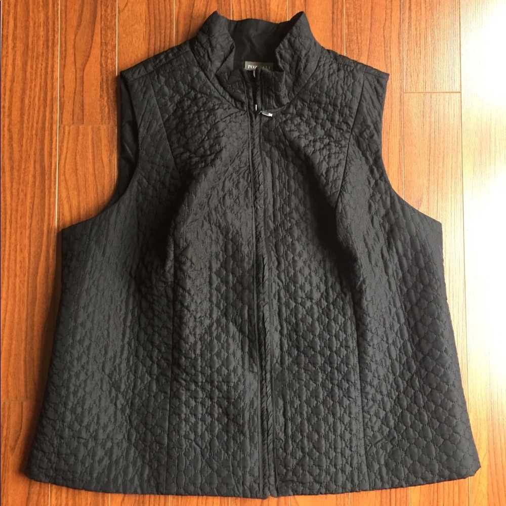 roz & ALI Black Quilted Vest 3X
